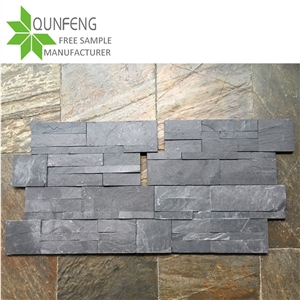 Black Culture Stone Cladding Slate Ledges Wall